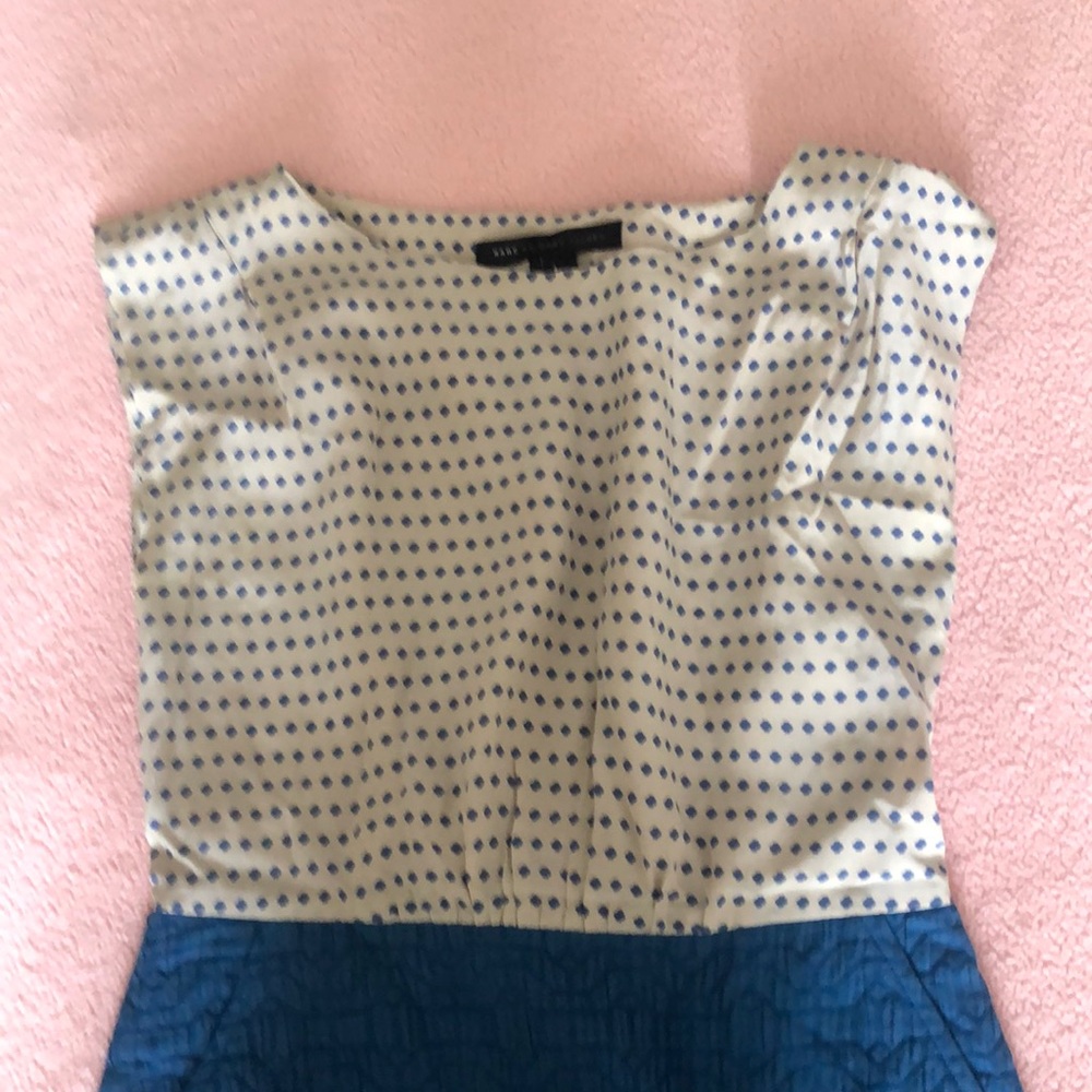 Marc by Marc Jacobs blue/off white silk and viscose dress. Size 4